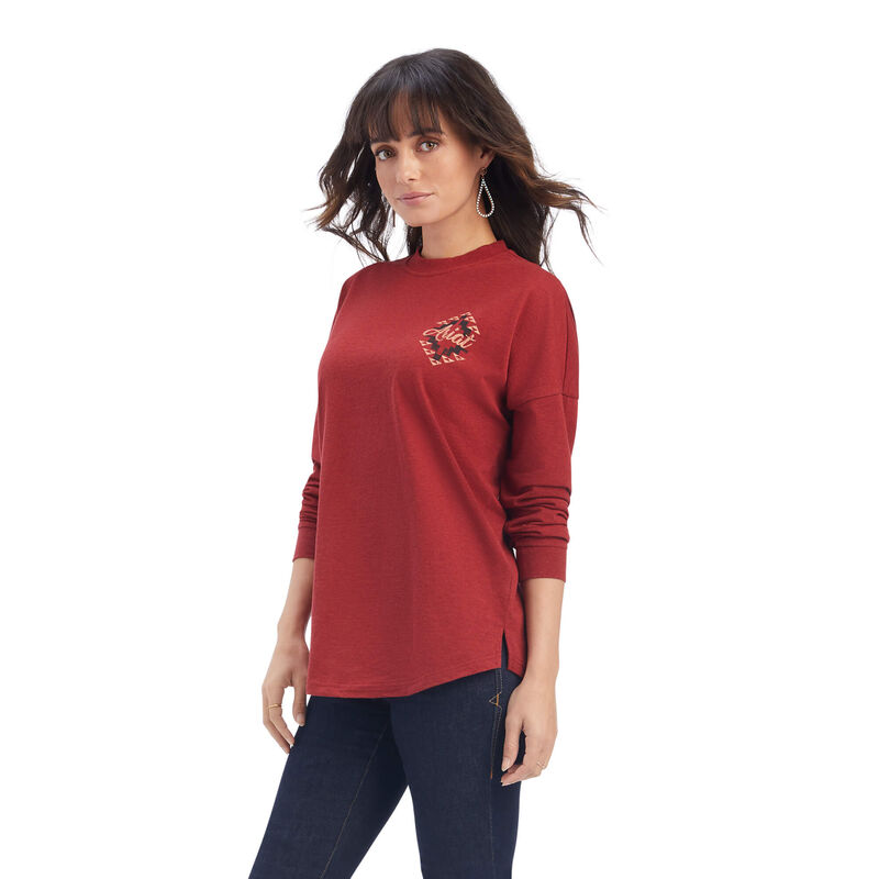 Blusas Ariat Real Oversized Graphic Rojas Mujer - Chile 736-EVRMXZ